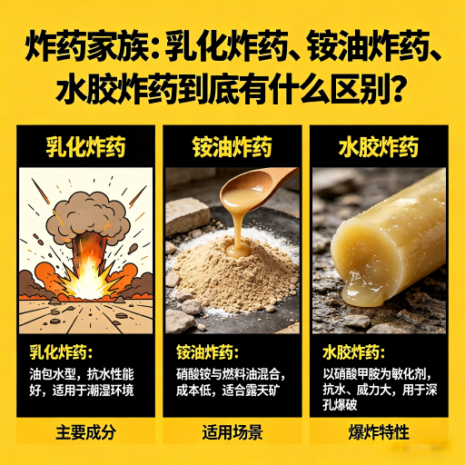 沙县炸药家族：乳化炸药、铵油炸药、水胶炸药到底有什么区别？